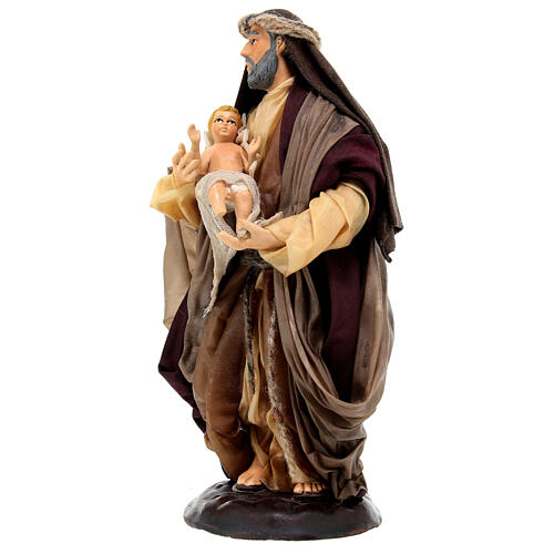 Terracotta statue of Saint Joseph with Jesus Child for Neapolitan Nativity Scene of 18 cm 3
