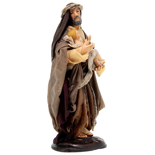 Terracotta statue of Saint Joseph with Jesus Child for Neapolitan Nativity Scene of 18 cm 4