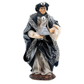 Santon terre cuite Roi Mage blanc 13 cm crèche napolitaine