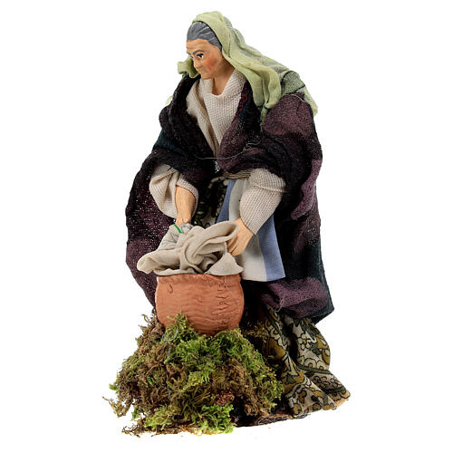 Statue of a washerwoman standing for Neapolitan Nativity Scene of 13 cm 2