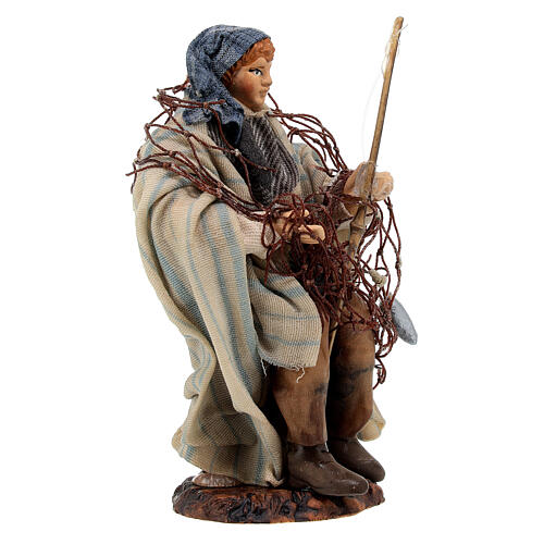 Jeune pêcheur assis avec sa canne santon crèche napolitaine 13 cm 3