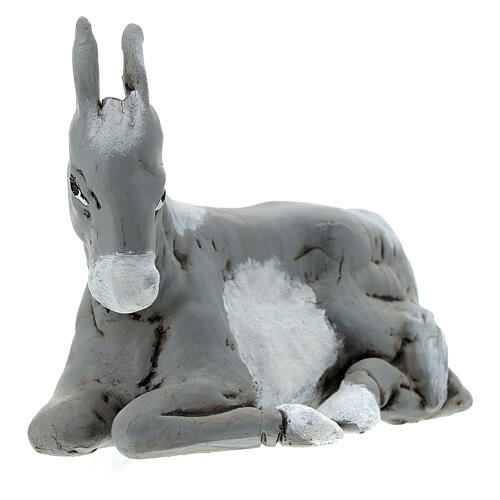 Figura burro de terracota para presépio napolitano de 13 cm 2