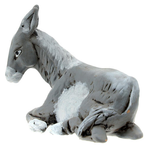 Figura burro de terracota para presépio napolitano de 13 cm 3