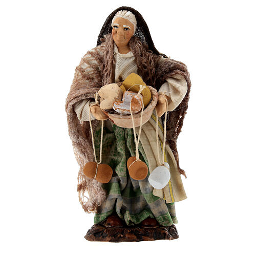 Statue of an old woman with cheese for Neapolitan Nativity Scene of 13 cm 1
