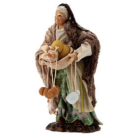 Figura mulher idosa com queijo de terracota para presépio napolitano de 13 cm