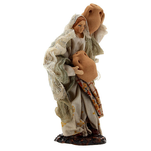 Statue young woman with jugs terracotta 13 cm Neapolitan nativity 3