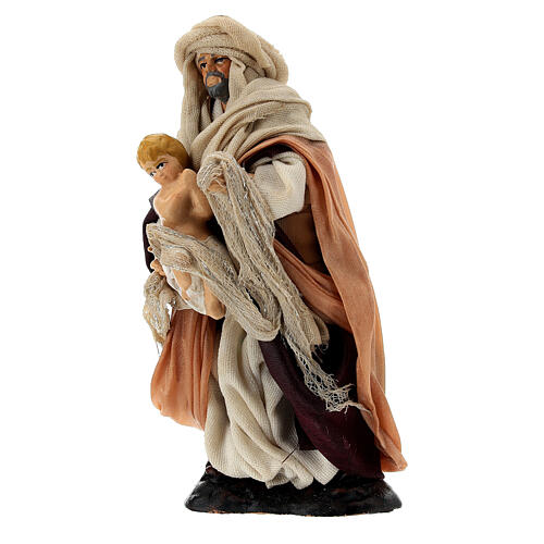 Josef mit Jesuskind aus Terrakotta für Neapolitanische Krippe, 12 cm 2