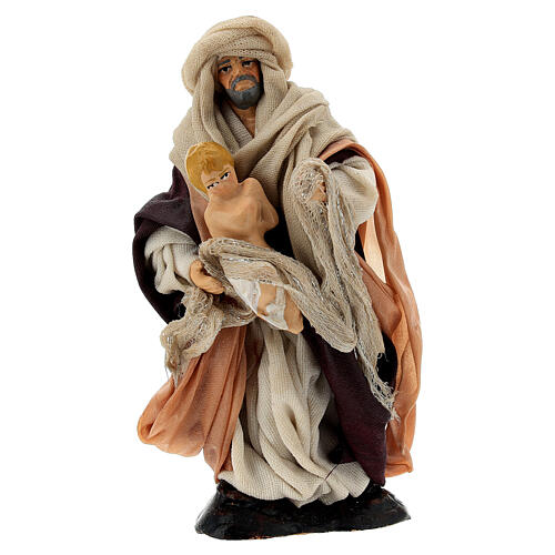 Statua Giuseppe bambin Gesù in braccio terracotta 12 cm presepe napoletano 1