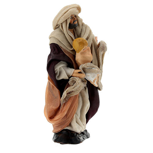Statua Giuseppe bambin Gesù in braccio terracotta 12 cm presepe napoletano 3