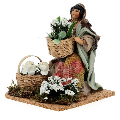 Figura jovem florista para presépio napolitano com peças de terracota de 12 cm 2