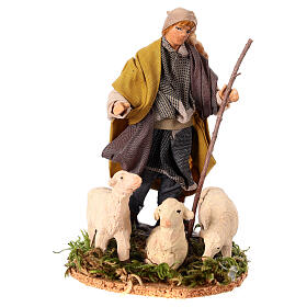 Young shepherd with flock, terracotta figurine for Neapolitan Nativity Scene of 12 cm