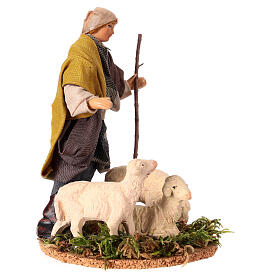 Young shepherd with flock, terracotta figurine for Neapolitan Nativity Scene of 12 cm