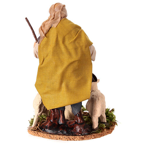 Young shepherd with flock, terracotta figurine for Neapolitan Nativity Scene of 12 cm 4