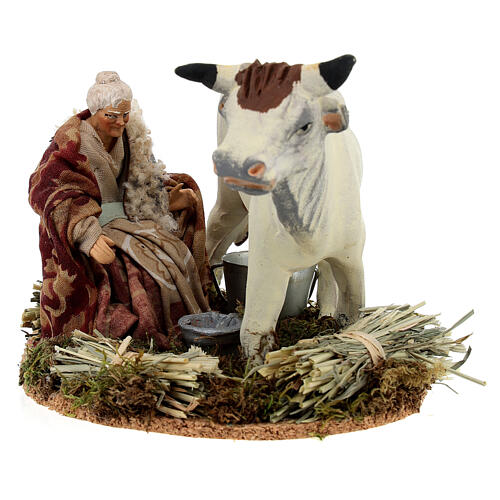 Woman milking a cow, terracotta figurine for Neapolitan Nativity Scene of 12 cm 6