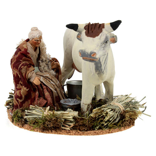 Statua donna che munge 12 cm presepe napoletano 3