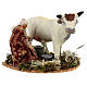 Figura mulher ordenhando uma vaca para presépio napolitano com peças de terracota de 12 cm s1