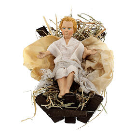 Baby Jesus figurine in manger 30 cm Neapolitan nativity