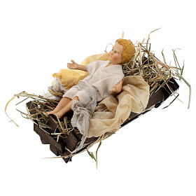 Baby Jesus figurine in manger 30 cm Neapolitan nativity