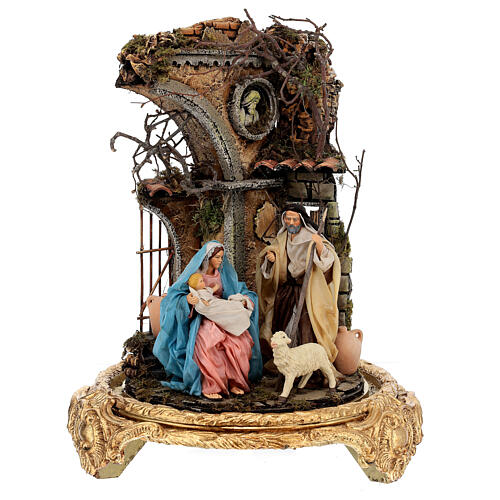 Baroque bell with Holy Family 25x40 cm for Neapolitan Nativity Scene 3