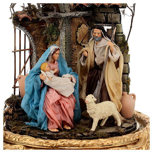 Baroque bell with Holy Family 25x40 cm for Neapolitan Nativity Scene 4