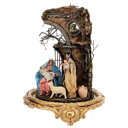 Baroque bell with Holy Family 25x40 cm for Neapolitan Nativity Scene 5