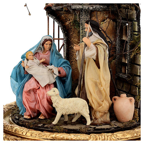 Scena Narodzin pod kloszem, styl barokowy, szopka z Neapolu, wym. 25x40 cm 2