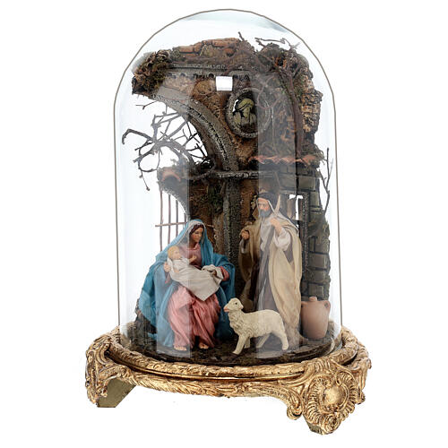 Holy Family statue in bell Baroque style 25x40 cm Neapolitan 1