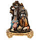 Geburt Christi Szene 18 cm in Barockstil, Glaskuppel 30x40cm Krippe Neapel s1