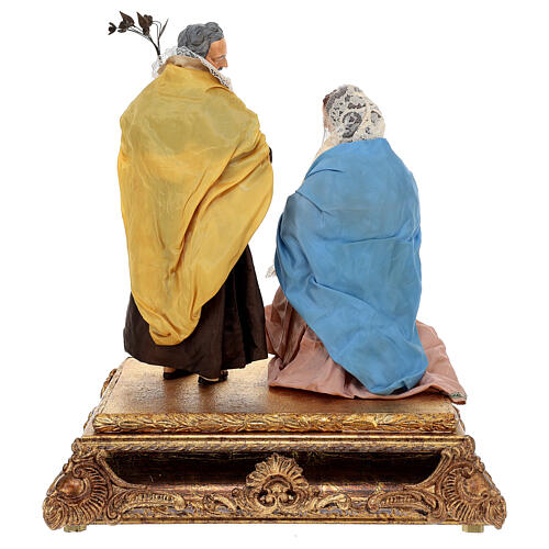 Nativity on gold rectangular base 35 cm Baroque style, Neapolitan Nativity Scene 9