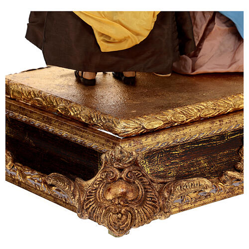 Natividade base ouro retangular 35 cm estilo barroco presépio napolitano 6