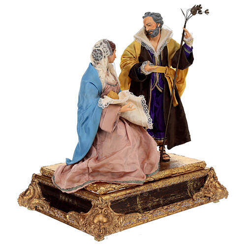 Holy Family set gold rectangular base 35 cm Baroque style Naples 5