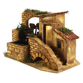 Moinho de água 20x30x20 cm para presépio napolitano com figuras altura média 8 cm
