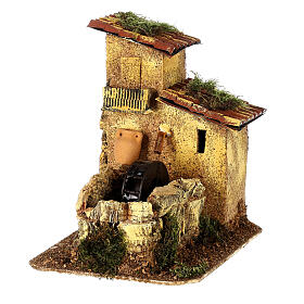 Water mill with house set 15x10x15 Neapolitan nativity 8 cm