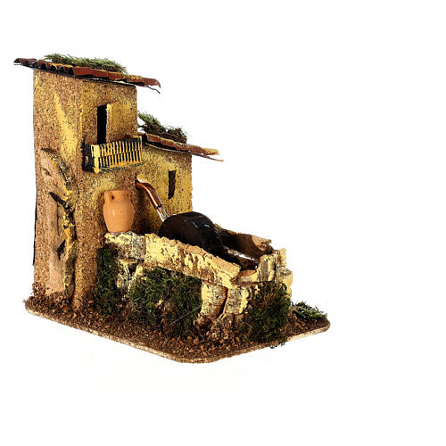 Water mill with house set 15x10x15 Neapolitan nativity 8 cm 3