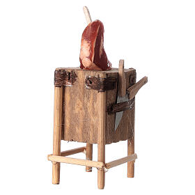 Toco de açougue com carne miniatura para presépio napolitano com figuras altura média 16 cm