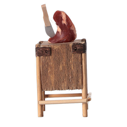 Toco de açougue com carne miniatura para presépio napolitano com figuras altura média 16 cm 4