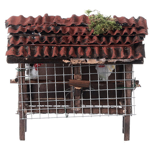 Cage avec poules crèche napolitaine 12 cm 10x10x5 cm 1