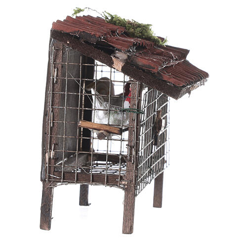 Cage avec poules crèche napolitaine 12 cm 10x10x5 cm 3