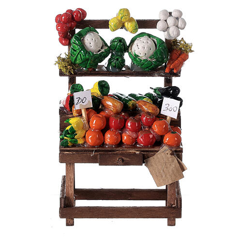 Verkaufsstand mit Gemüse und Früchten, Krippenzubehör, neapolitanischer Stil, für 6-8 cm Krippe 1