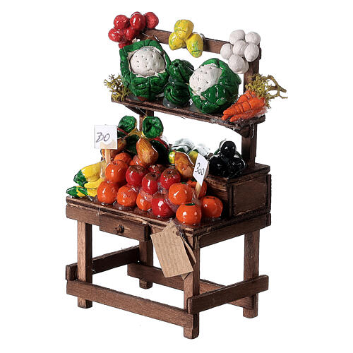 Verkaufsstand mit Gemüse und Früchten, Krippenzubehör, neapolitanischer Stil, für 6-8 cm Krippe 2