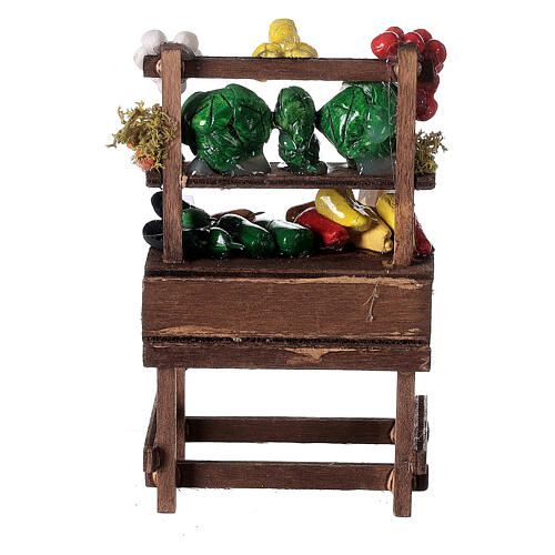 Banca de frutas e legumes para presépio napolitano com figuras altura média 6-8 cm 4