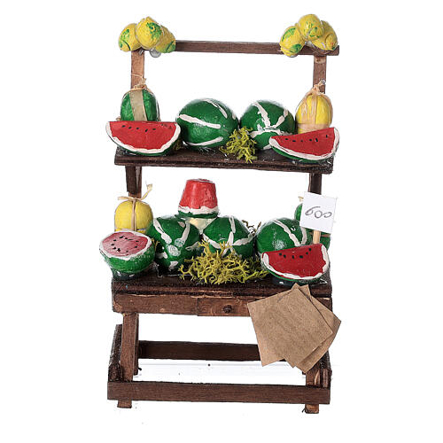 Verkaufsstand mit Wassermelonen, Krippenzubehör, neapolitanischer Stil, für 6-8 cm Krippe 1