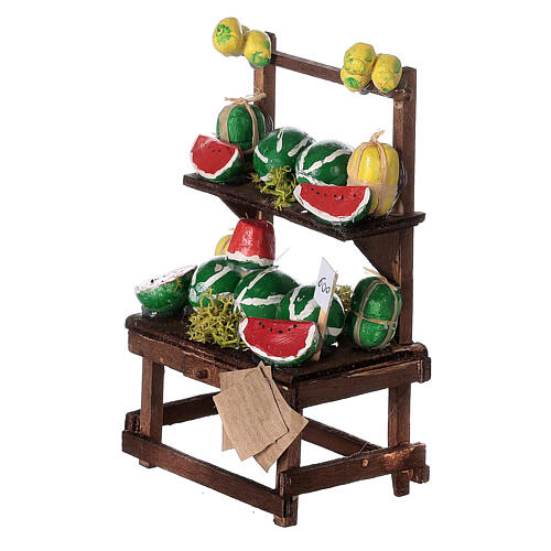 Verkaufsstand mit Wassermelonen, Krippenzubehör, neapolitanischer Stil, für 6-8 cm Krippe 2