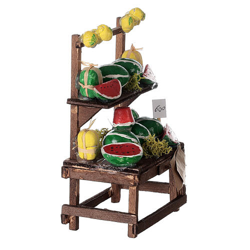 Verkaufsstand mit Wassermelonen, Krippenzubehör, neapolitanischer Stil, für 6-8 cm Krippe 3
