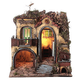 Village set 1700s style 50x50x40 cm Neapolitan nativity 14 cm