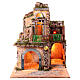 Krippenszenerie, Bauernhaus mit 2 Öfen, Brunnen und Beleuchtung, neapolitanischer Stil des 18 Jahrhunderts, für 16-18 cm Figuren, 70x60x50 cm s2