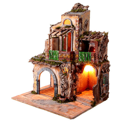 Nativity Scene in 18th century style with oven and fountain 70x60x50 cm for 16-18 cm characters 14