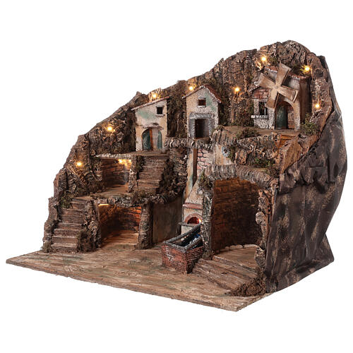 Neapolitan Nativity Scene setting 55x70x50 cm with animations for 16-18 cm characters 3