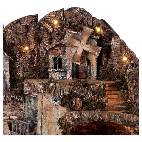 Neapolitan nativity village 55x70x50 cm with movement 16-18 cm 4