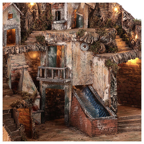 Neapolitan nativity village 55x70x50 cm with movement 16-18 cm 6